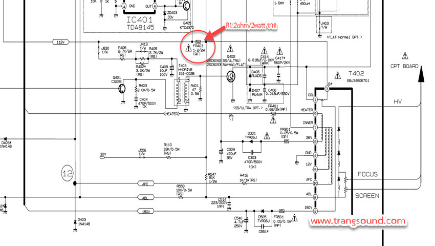 ซ่อมทีวีรุ่น LG รุ่น 21FB-3AB แท่น CW81A เปิดไม่ติด